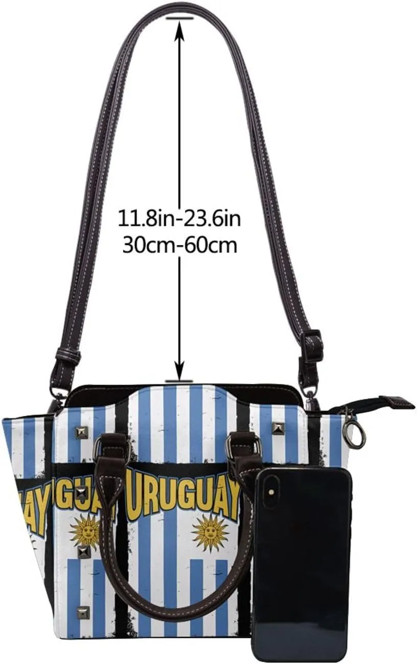 DWomen's Pu Leather Handbag Rivet Shoulder Bag Fashion Studded Top Handle Satchel Crossbody Tote Bag Punk Bag Purse