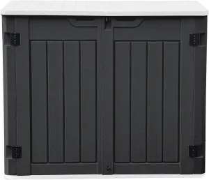 DWVO Outdoor Weather-Resistant Horizontal Storage Shed, 35 Cu Ft Capacity, Lockable and Waterproof, Suitable for Storing Garden Tools, Dark Gray
