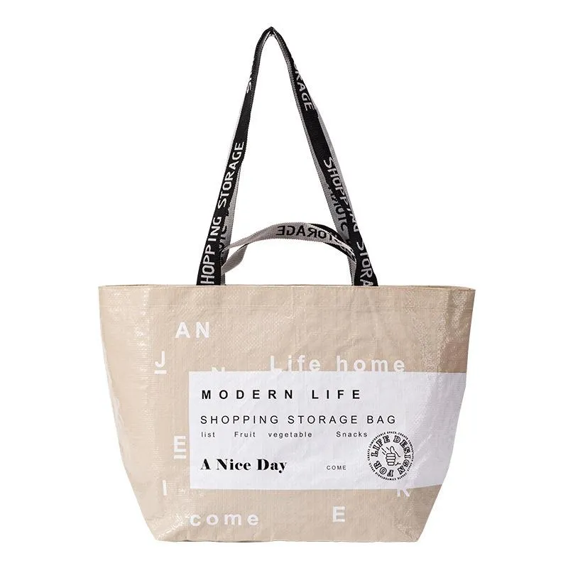 Eco Friendly Large Capacity Folding Shopping Bag Beige