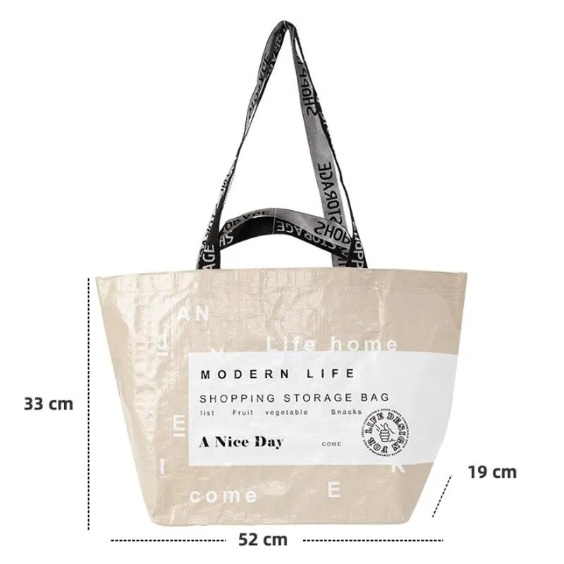 Eco Friendly Large Capacity Folding Shopping Bag Beige