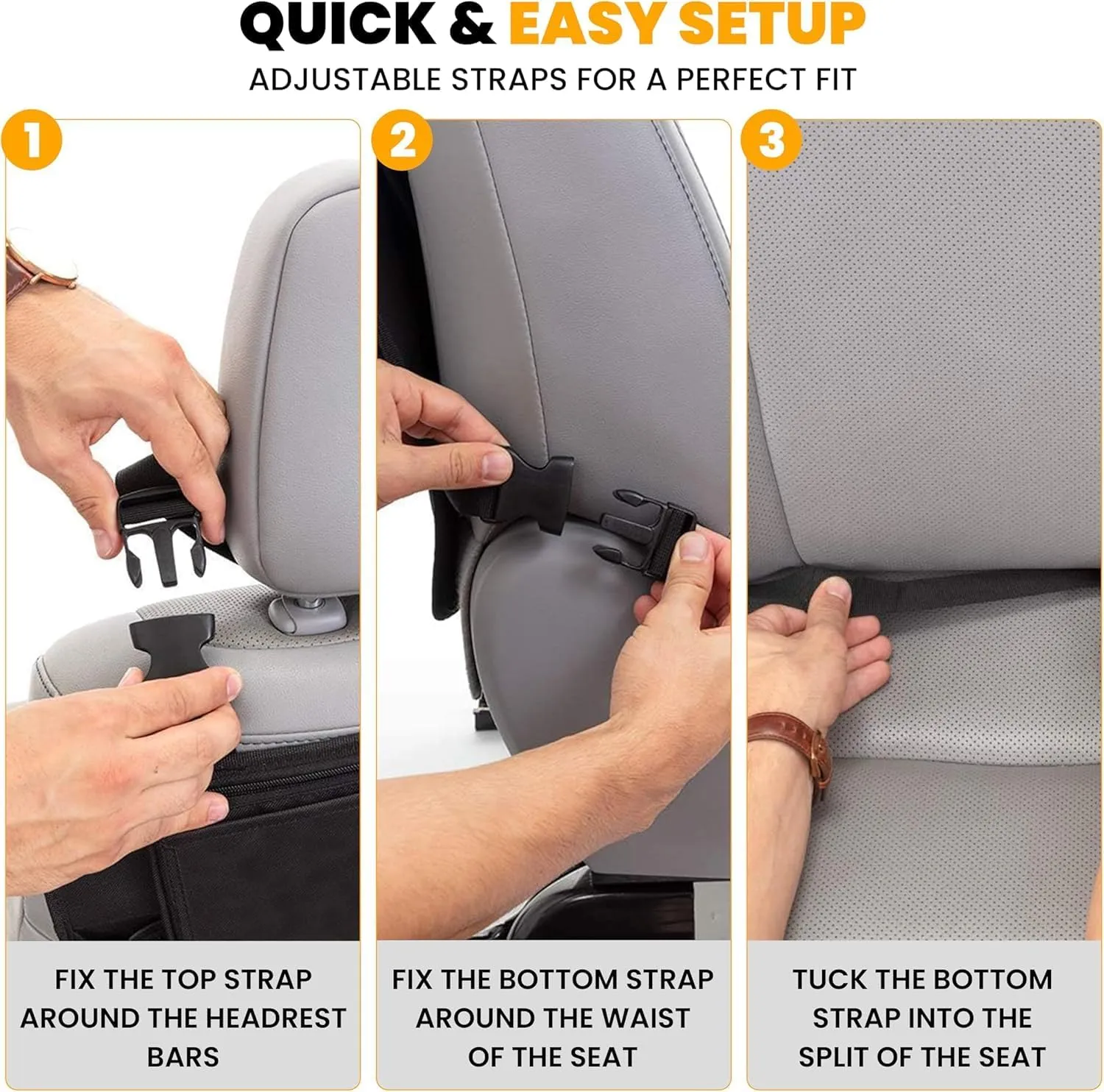 EcoNour 2 Pack Large Back Seat Protector for Kids Feet | Waterproof Kick Mats with 2 Mesh Pocket Organizer | Backseat Cover for Car Seats to Protect from Dirt, Mud & Scratches | Travel Accessories