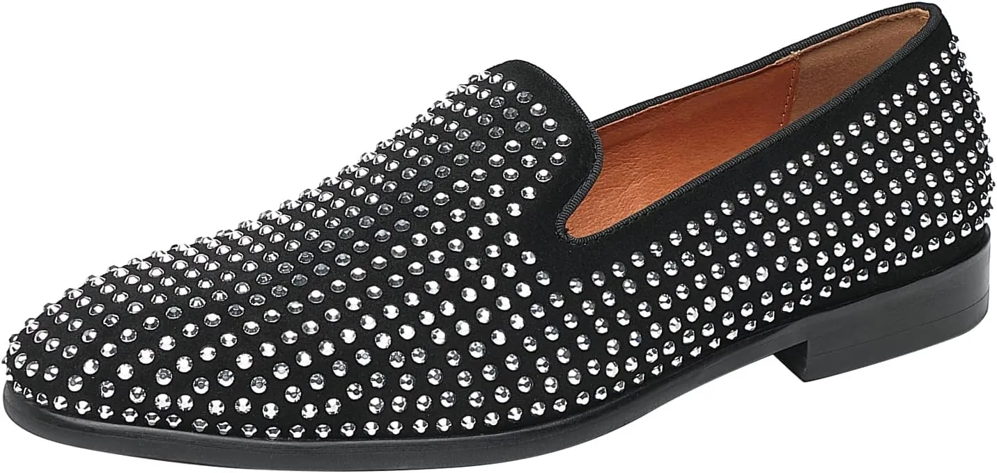 ELANROMAN Men's Patent Leather Loafers Wedding Party Prom Shoes