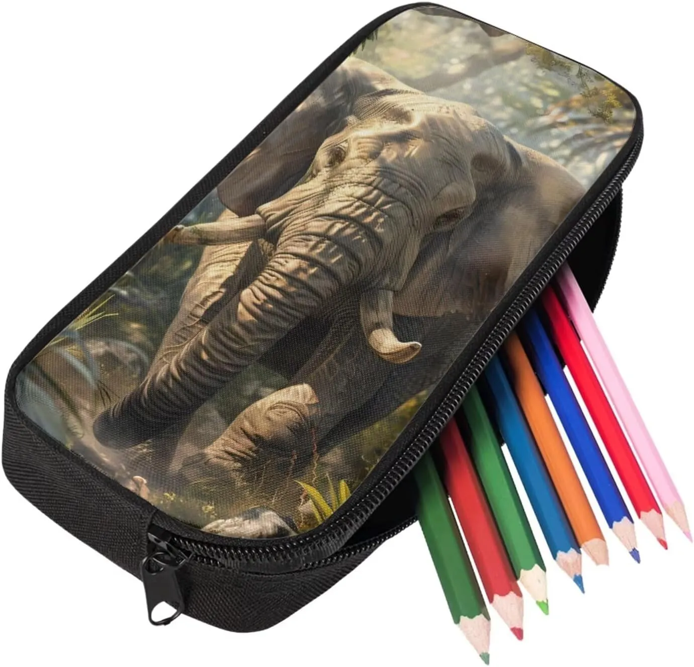Elephant Backpack for Boys Kids Backpack with Lunch Box and Soft Pencil Box 3 in 1 17" Large capacity Bookbag Set for School Teens Casual Daypack Backpacks Sturdy School Bag with Compartments