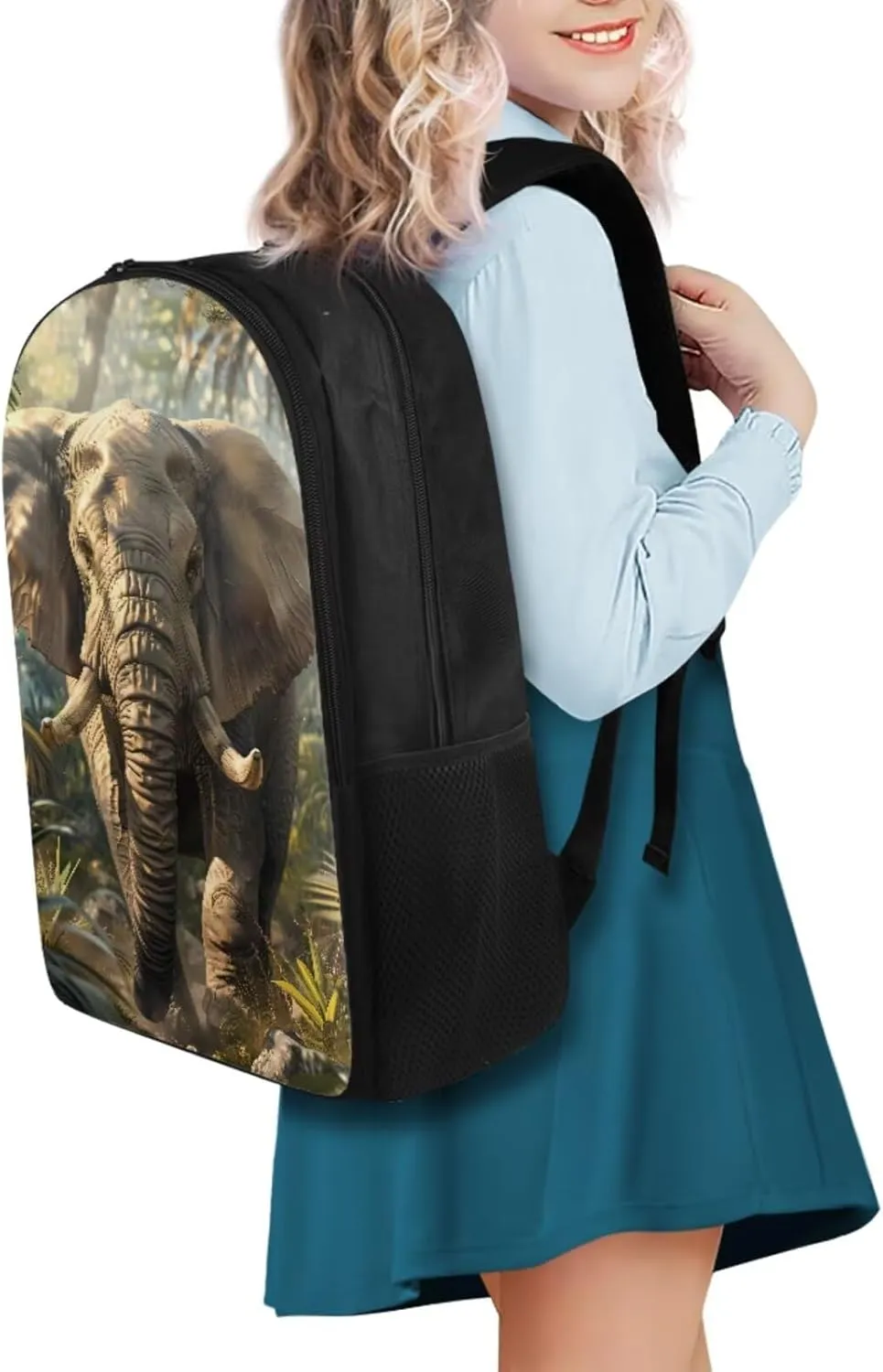 Elephant Backpack for Boys Kids Backpack with Lunch Box and Soft Pencil Box 3 in 1 17" Large capacity Bookbag Set for School Teens Casual Daypack Backpacks Sturdy School Bag with Compartments