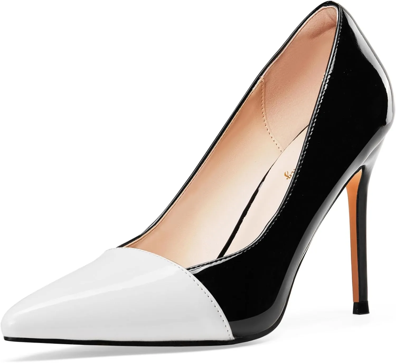 Elisabet Tang Elegant Women's Pumps Two-Tone 4 inch High Heel Pointed Toe Slip on Stiletto Shoes for Office Party Wedding Evening Wear