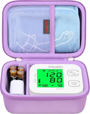 Elonbo Carrying Case for iHealth Track Smart Upper Arm Blood Pressure Monitor, Wireless Bluetooth Blood Pressure Monitor Travel Protective Bag Storage Holder, Mesh Pocket fits Range Cuff, Purple