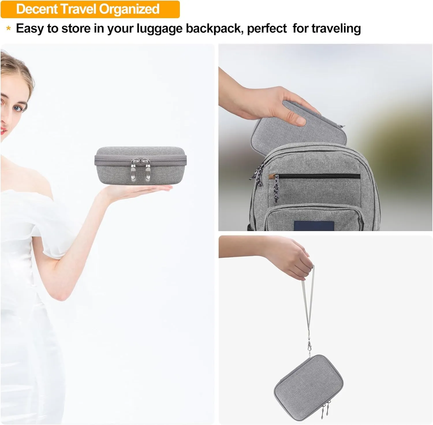 Elonbo Carrying Case for Liene 2x3” Photo Printer, Portable Instant Printer Travel Holder, Mini Picture Printer Bag. Mesh Pocket Fits Photo Paper, Cable. Grey