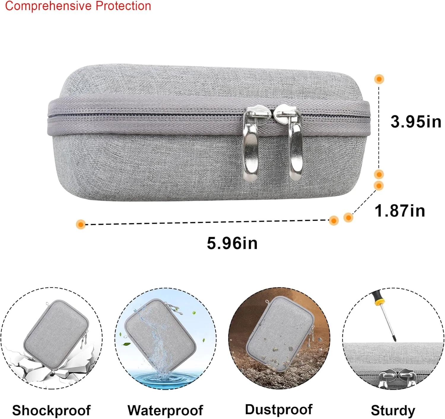 Elonbo Carrying Case for Liene 2x3” Photo Printer, Portable Instant Printer Travel Holder, Mini Picture Printer Bag. Mesh Pocket Fits Photo Paper, Cable. Grey