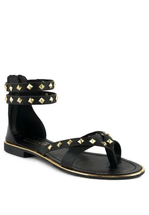 EMMETH STUD EMBELLISHED FLAT SANDALS *GENUINE LEATHER*