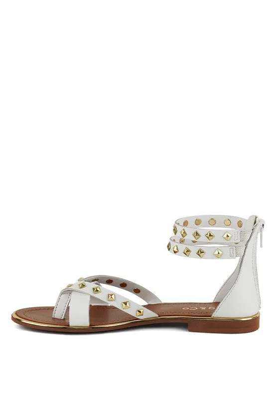 EMMETH STUD EMBELLISHED FLAT SANDALS *GENUINE LEATHER*