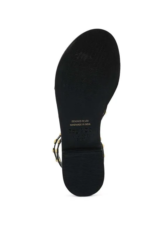 EMMETH STUD EMBELLISHED FLAT SANDALS *GENUINE LEATHER*