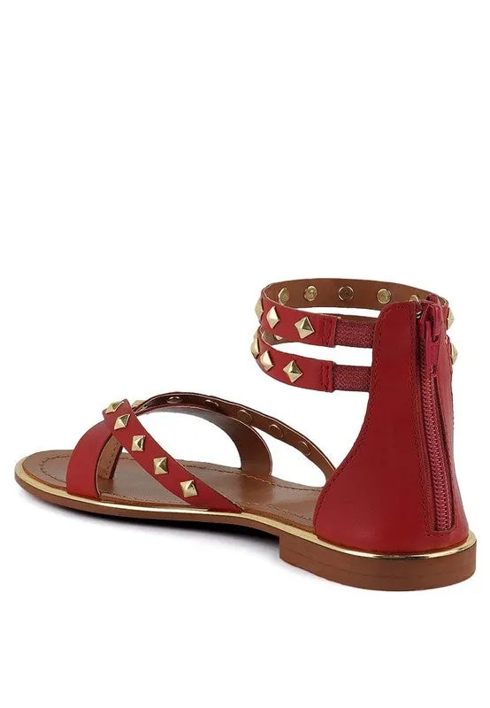 EMMETH STUD EMBELLISHED FLAT SANDALS *GENUINE LEATHER*