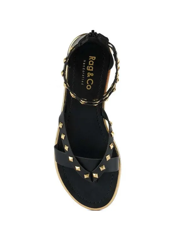 EMMETH STUD EMBELLISHED FLAT SANDALS *GENUINE LEATHER*
