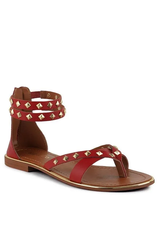 EMMETH STUD EMBELLISHED FLAT SANDALS *GENUINE LEATHER*