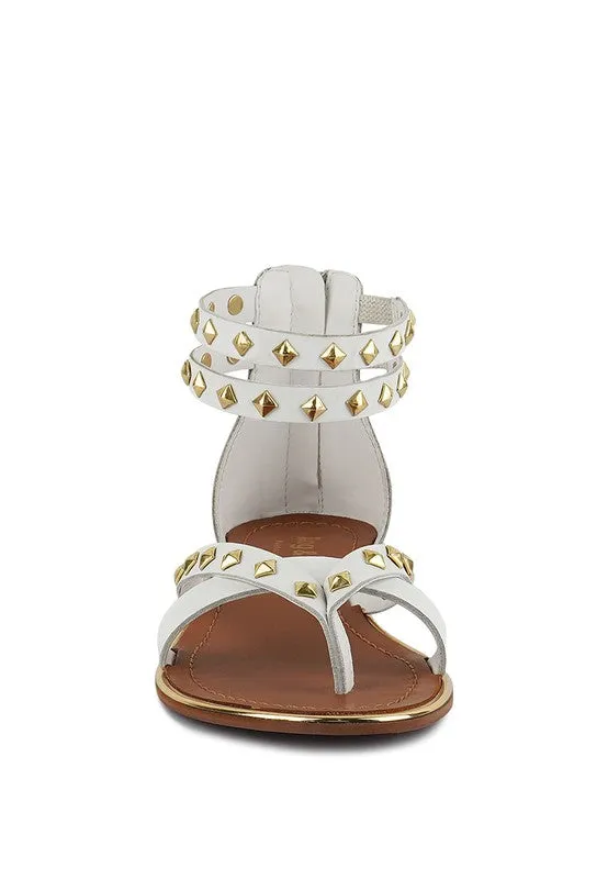 EMMETH STUD EMBELLISHED FLAT SANDALS *GENUINE LEATHER*