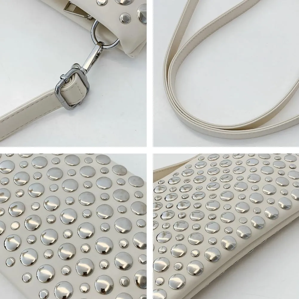 Epsion 2025 Crossbody Bag for Women PU Shoulder Bag Y2K Studded Purse Vegan Leather Clutch Handbags