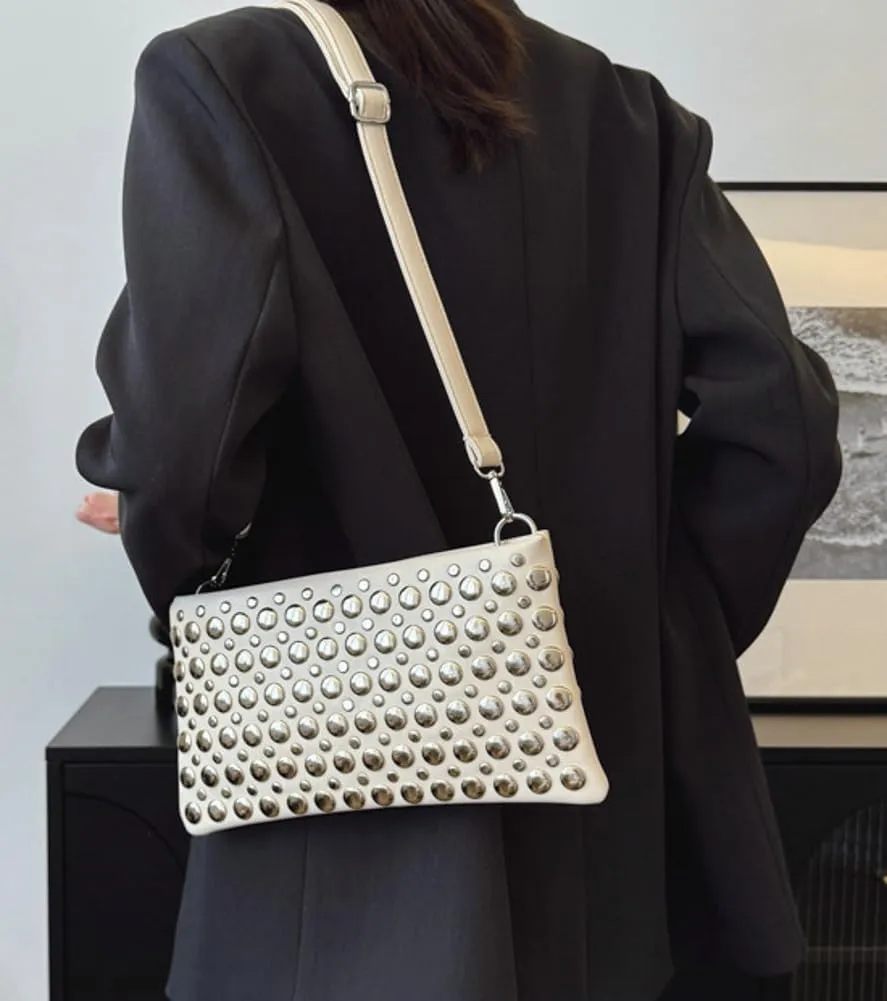 Epsion 2025 Crossbody Bag for Women PU Shoulder Bag Y2K Studded Purse Vegan Leather Clutch Handbags