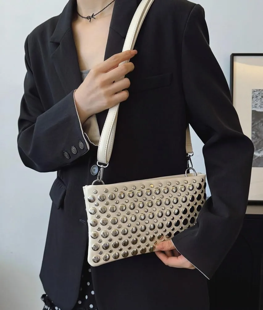 Epsion 2025 Crossbody Bag for Women PU Shoulder Bag Y2K Studded Purse Vegan Leather Clutch Handbags
