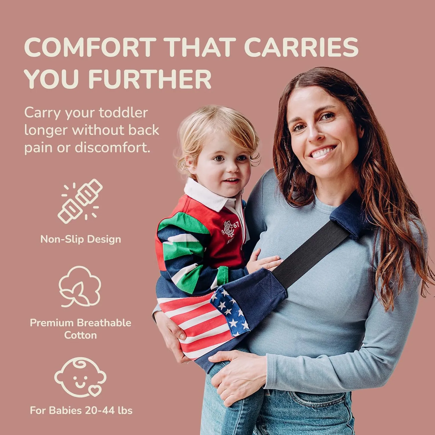 Ergonomic Lightweight Adjustable Toddler Sling Baby Carrier with Zipper Pockets Shoulder Padding Anti Slip Support for Travel Loving Dads and First Time Moms from 9 Months to 4 Years