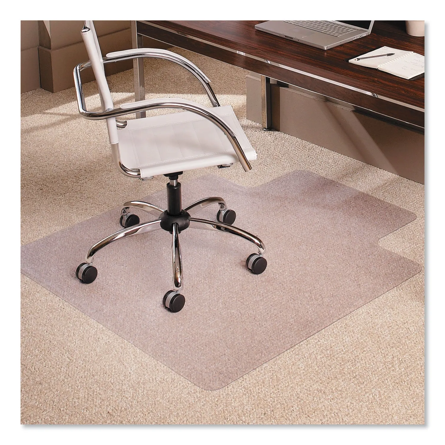 ES Robbins® EverLife Moderate Use Chair Mat for Low Pile Carpet, Rectangular with Lip, 36 x 48, Clear