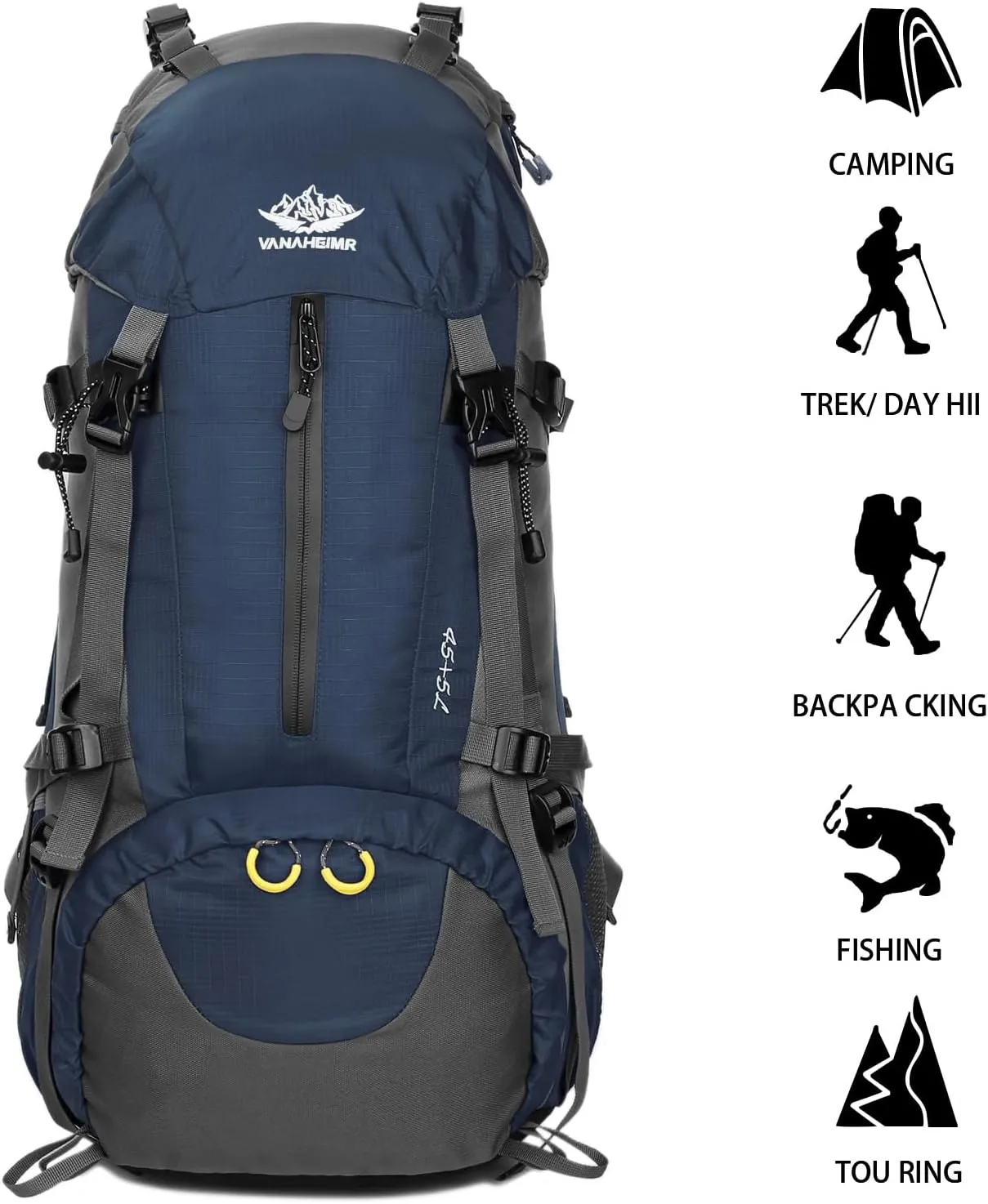 Esup 50L Hiking Backpack Men Camping Backpack with rain cover 45l 5l Lightweight Backpacking Backpack Travel Backpack