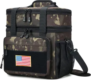 Extra Large Expandable Tactical Lunch Bag for Men, Durable Insulated Leakproof Lunch Box, Heavy Duty Cooler Bag for Work Outdoor Picnic Travel Office Adults, Black Camo, 25L