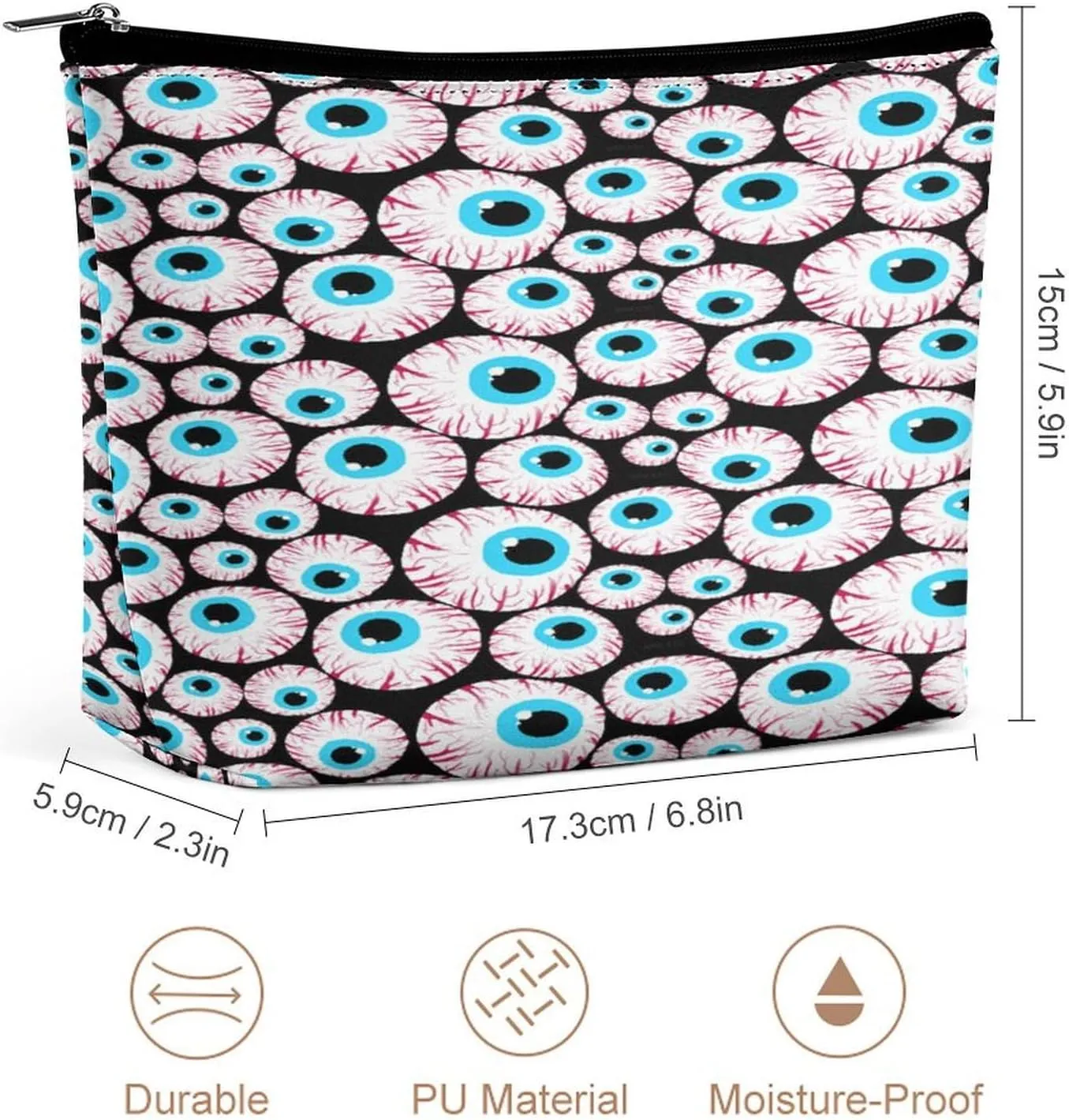 Eyeballs Pattern Travel Cosmetic Bag, Versatile Travel toiletry Bag, Valentines Day Gifts