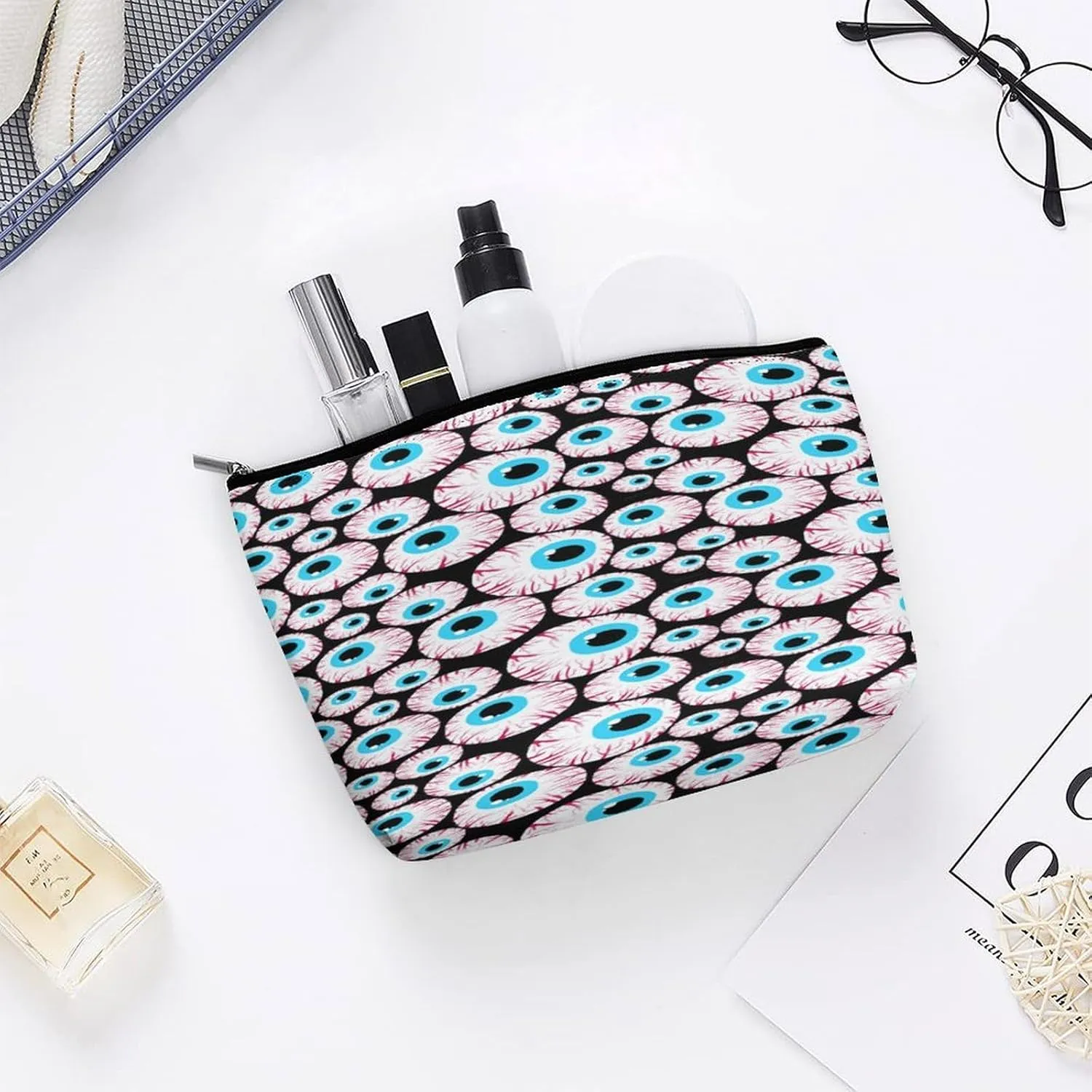 Eyeballs Pattern Travel Cosmetic Bag, Versatile Travel toiletry Bag, Valentines Day Gifts