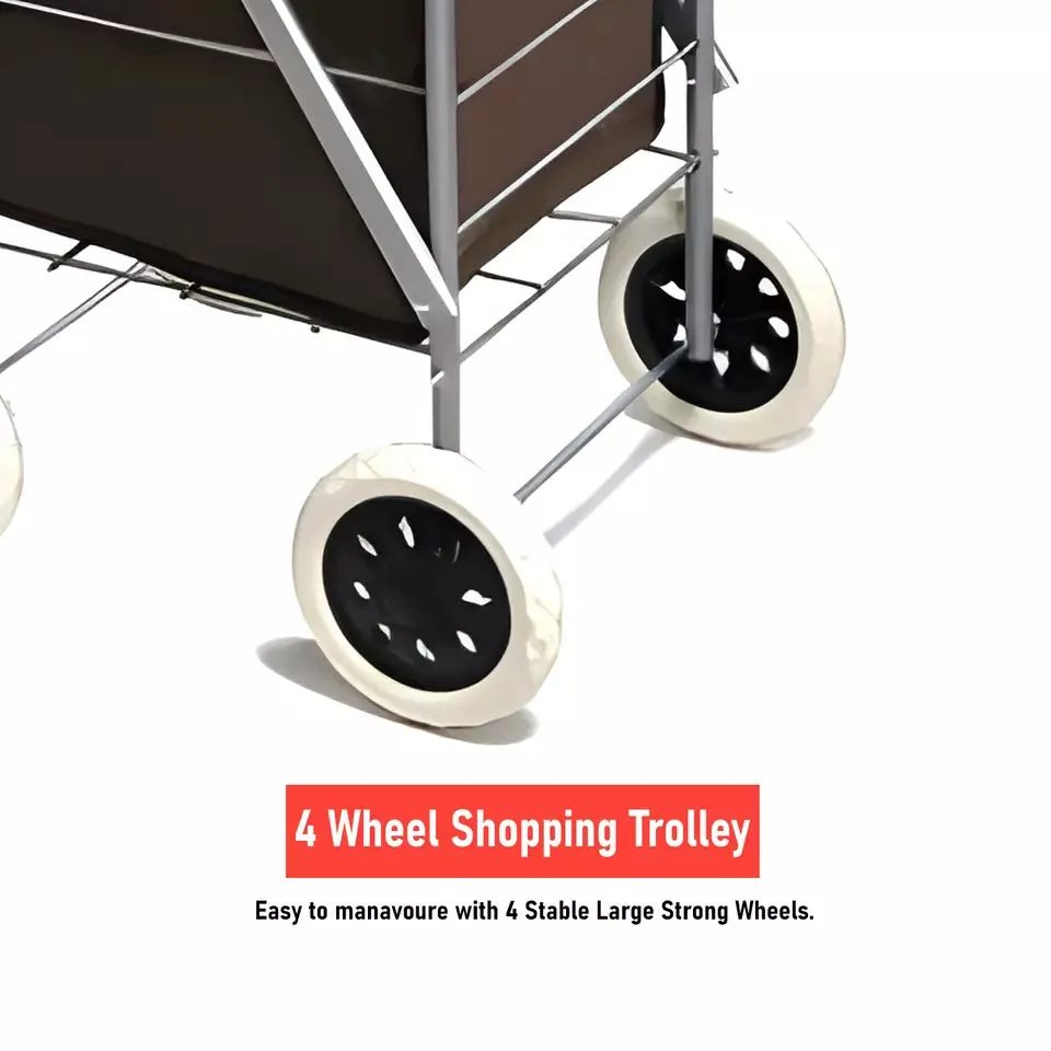 Ezzyrol Lightweight 4-Wheel Premium Folding Shopping Trolley - Black