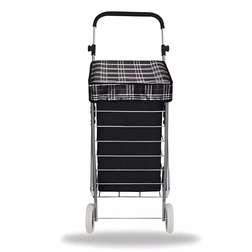 Ezzyrol Lightweight 4-Wheel Premium Folding Shopping Trolley - Black