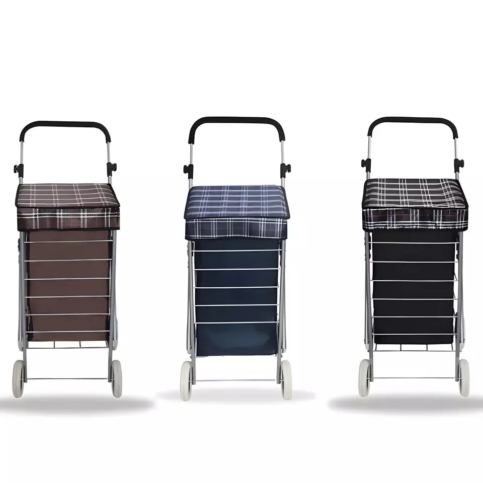 Ezzyrol Lightweight 4-Wheel Premium Folding Shopping Trolley - Navy Blue