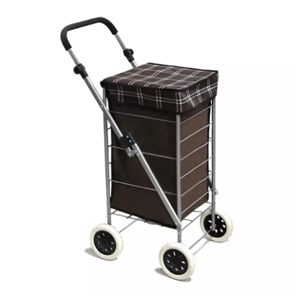 Ezzyrol Lightweight 4-Wheel Premium Folding Shopping Trolley - Navy Blue