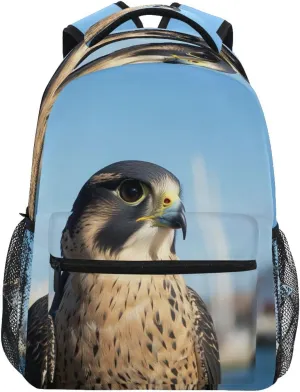 Falcon Black Backpack Daypack Travel School Book College Bag for Mens Womens Teens Boys Girls