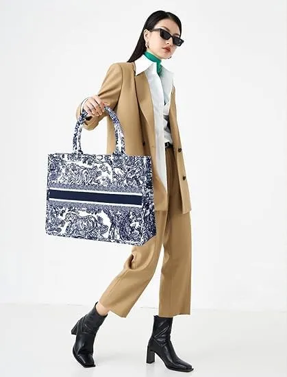 Fashion Luxury Women Tote Bag Cotton Linen Handbag Large Capacity Jacquard Retro Exquisite