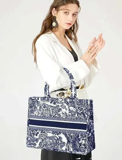 Fashion Luxury Women Tote Bag Cotton Linen Handbag Large Capacity Jacquard Retro Exquisite