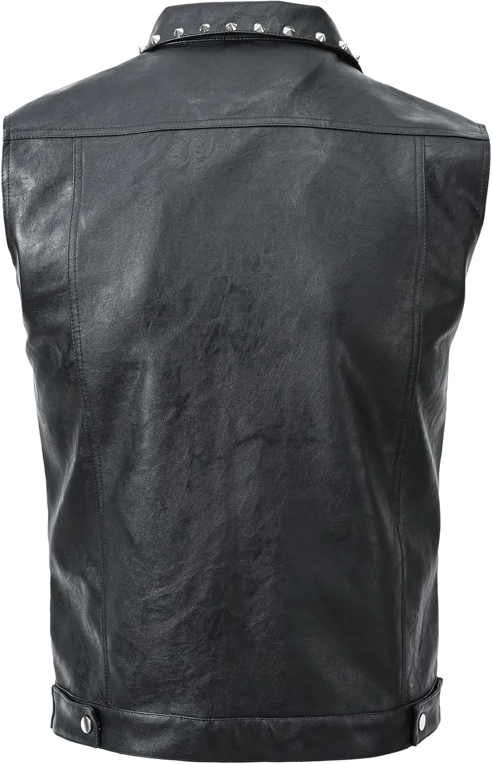Fashion Mens Rivet Faux Leather PU Vest Punk Party Studded Slim Fit Male Sleeveless Waistcoat For Men