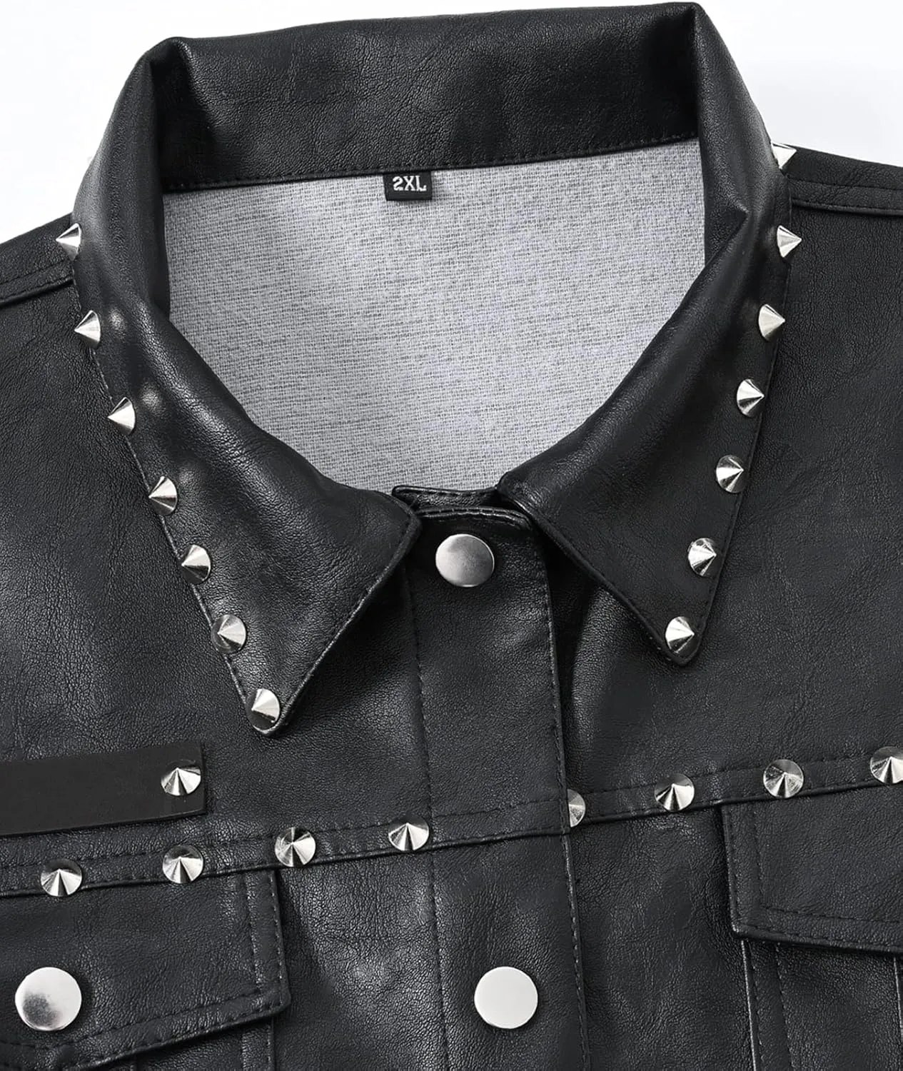 Fashion Mens Rivet Faux Leather PU Vest Punk Party Studded Slim Fit Male Sleeveless Waistcoat For Men