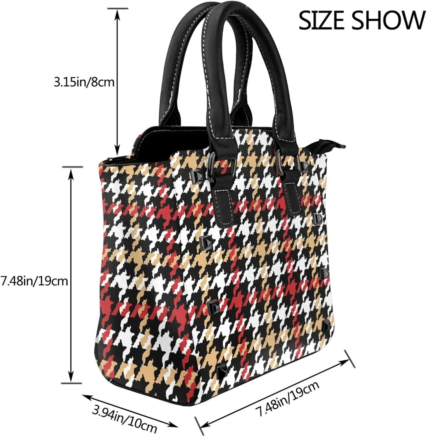 Fashion Rivet Handbag for Women Crossbody Purse Studded PU Leather Handle Bag