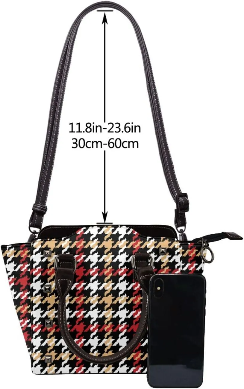 Fashion Rivet Handbag for Women Crossbody Purse Studded PU Leather Handle Bag