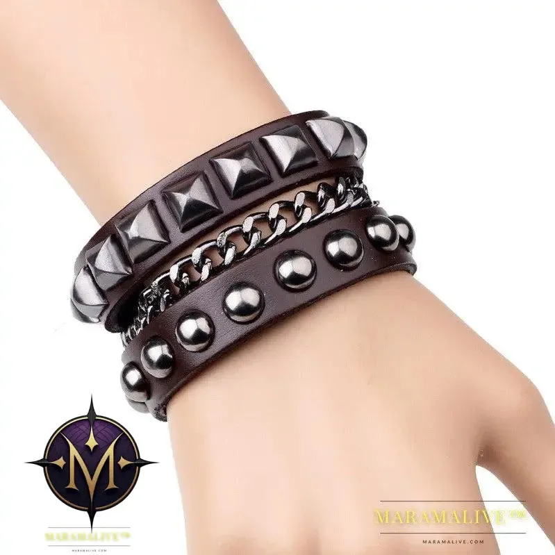 Fashion Studded Leather Vintage Bracelet