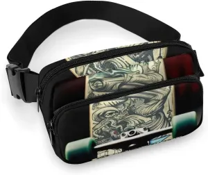 Fashionable Large-capacity Twill Skate Boards Printed Waist Bag, A Must-have Item for Hands-free Travel