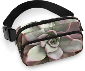 Fashionable Large-capacity Twill Succulent Botanical Printed Waist Bag, A Must-have Item for Hands-free Travel