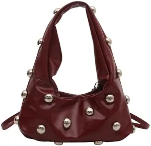 Faux Leather Bag Women Y2K Vintage Gothic Purse Rivet Handbag Punk Grunge Crossbody Shoulder Bag