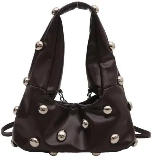 Faux Leather Bag Women Y2K Vintage Gothic Purse Rivet Handbag Punk Grunge Crossbody Shoulder Bag