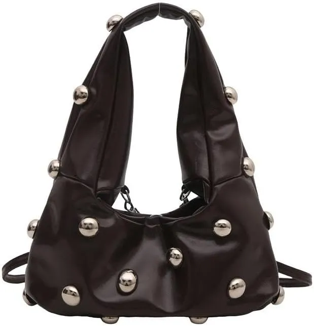 Faux Leather Bag Women Y2K Vintage Gothic Purse Rivet Handbag Punk Grunge Crossbody Shoulder Bag