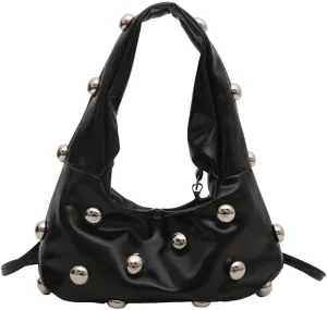 Faux Leather Bag Women Y2K Vintage Gothic Purse Rivet Handbag Punk Grunge Crossbody Shoulder Bag