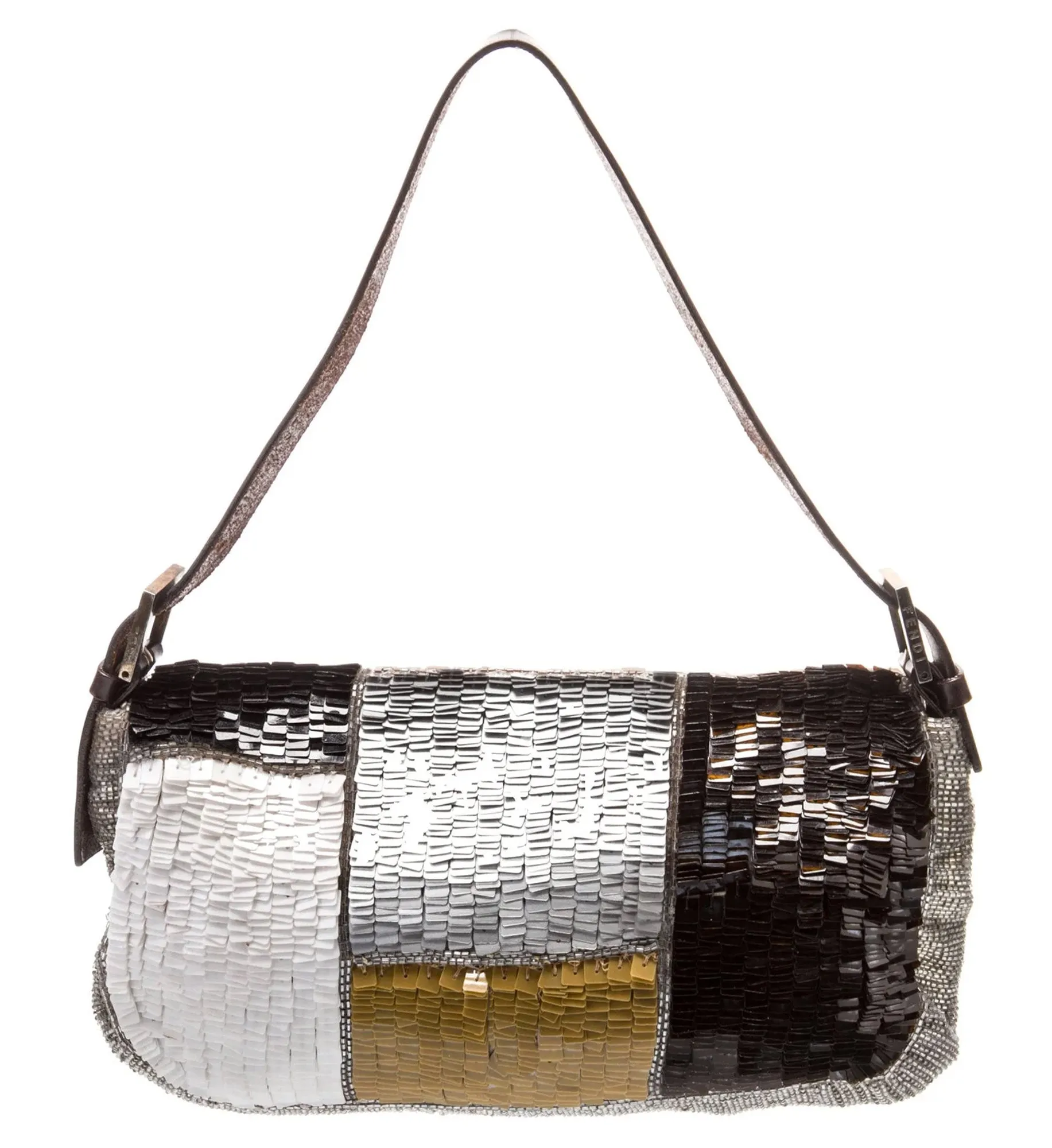 Fendi Patchwork Beaded Baguette