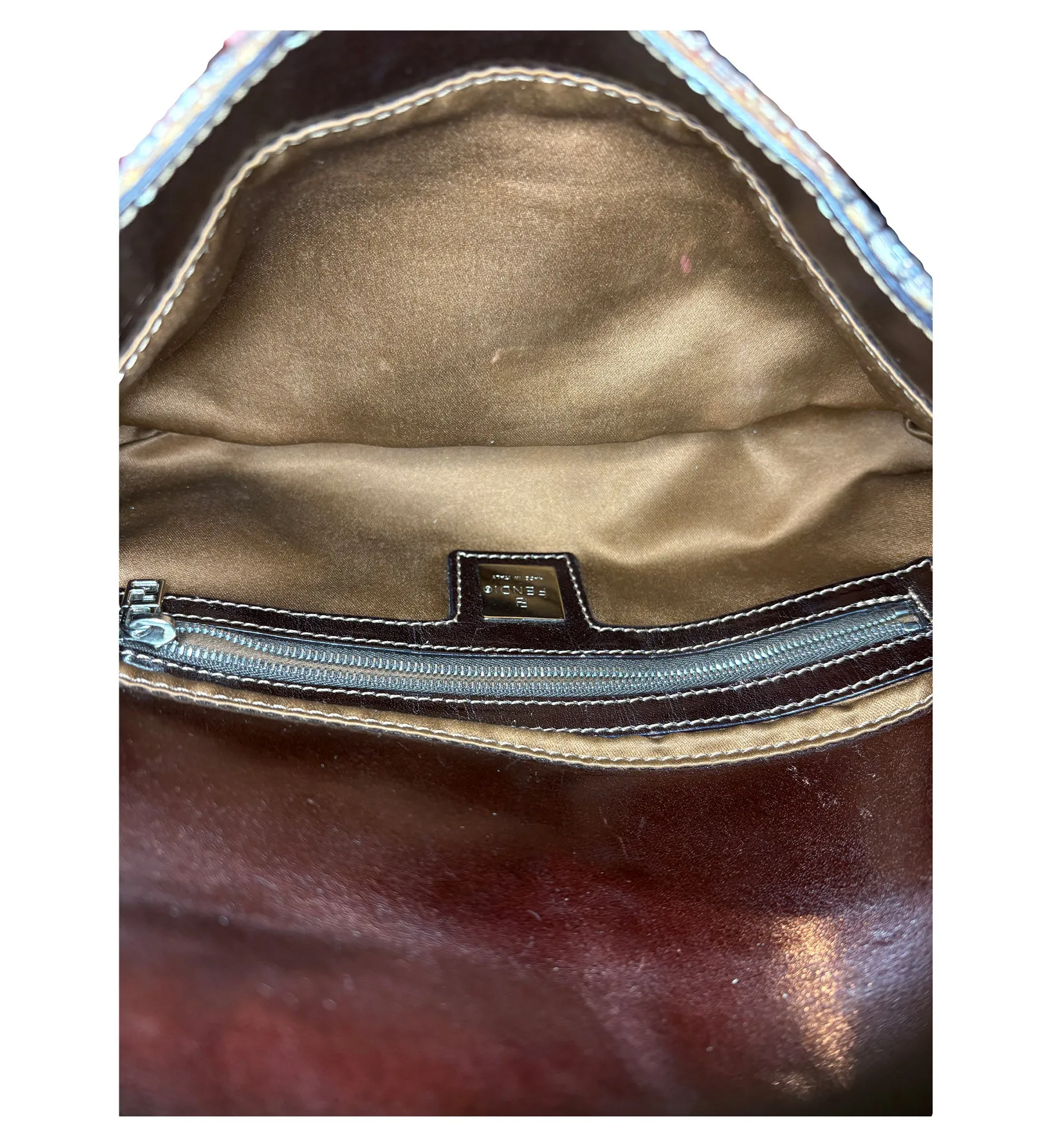 Fendi Patchwork Beaded Baguette