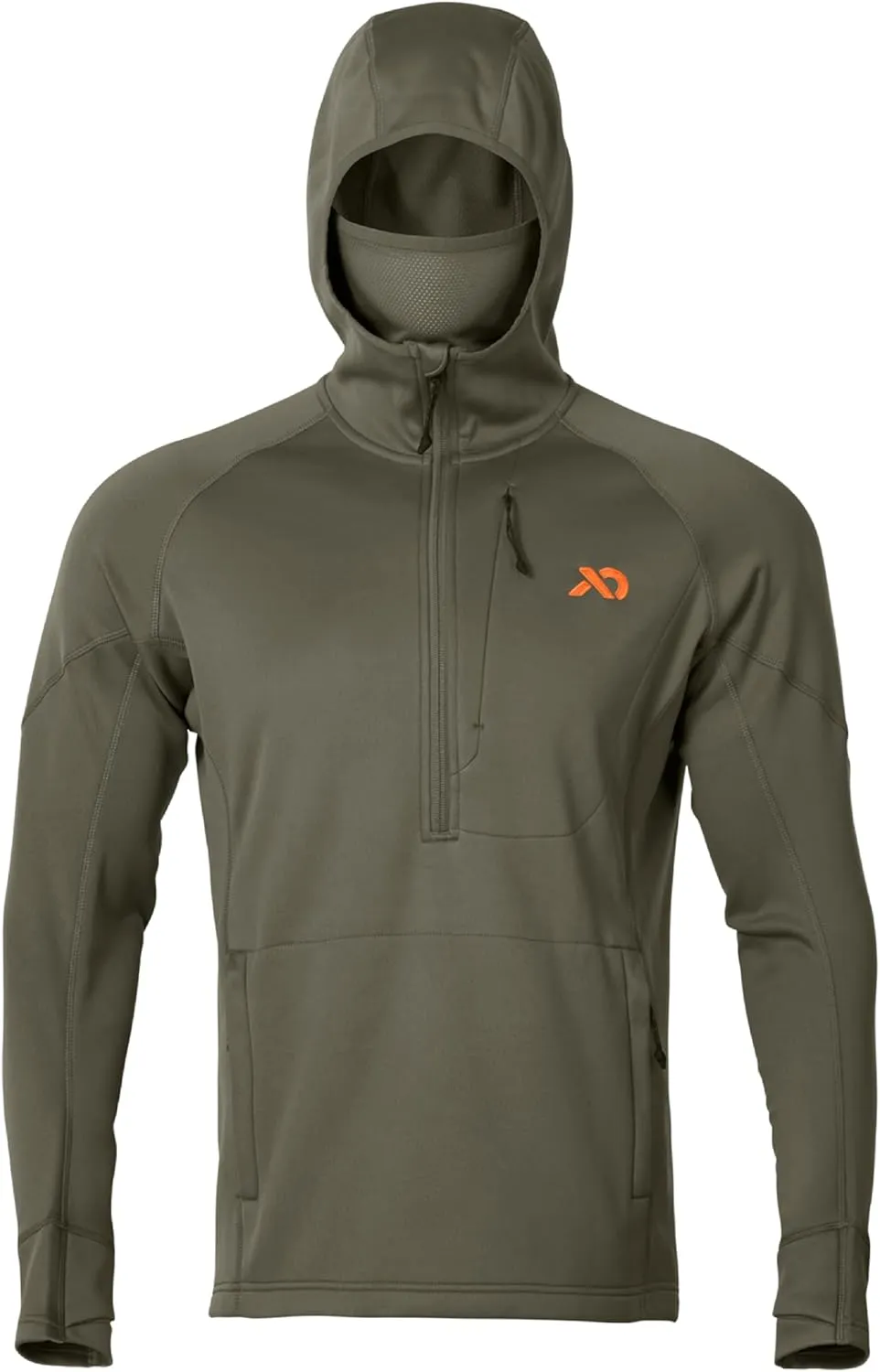 First Lite Men’s Origin Hoody - Lightweight Knit Fleece Insulated Camo Hunting Pullover, Thermal Mid Layer With Face Mask