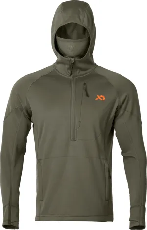 First Lite Men’s Origin Hoody - Lightweight Knit Fleece Insulated Camo Hunting Pullover, Thermal Mid Layer With Face Mask